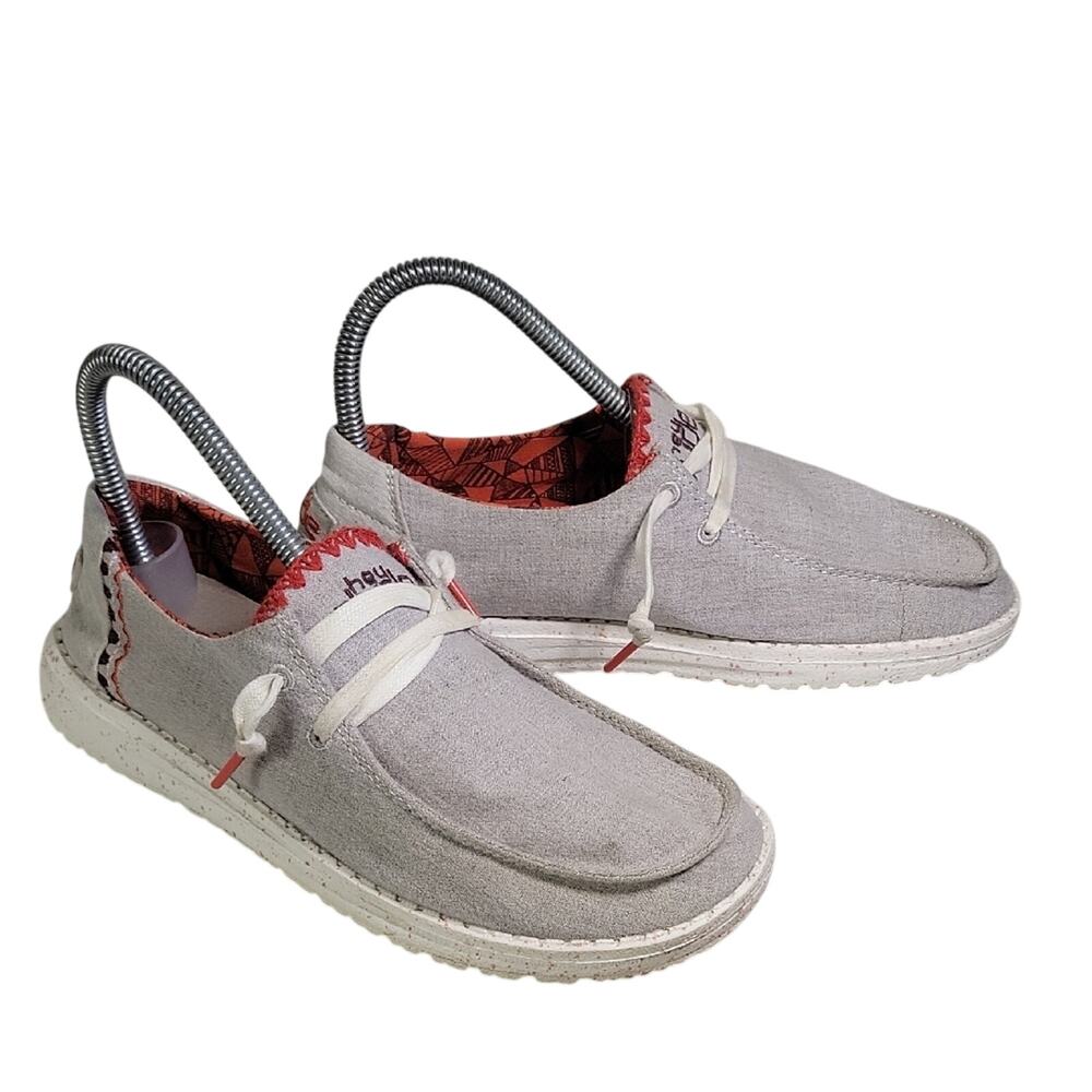 Hey Dude Wendy Fawn Inca Grey Loafers Womens Size 6